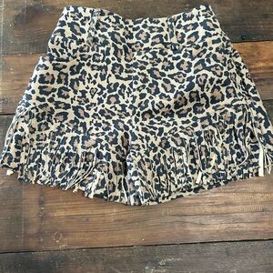 Leopard Print Fringe Shorts
